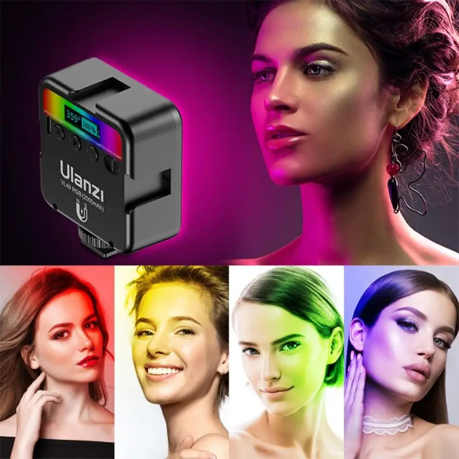 Ulanzi VL49 RGB LED Light Rechargable 2000mAh Fill Lamp for Smarthphone Camera Gopro Tiktok Video Photo Shooting Small Light Kit