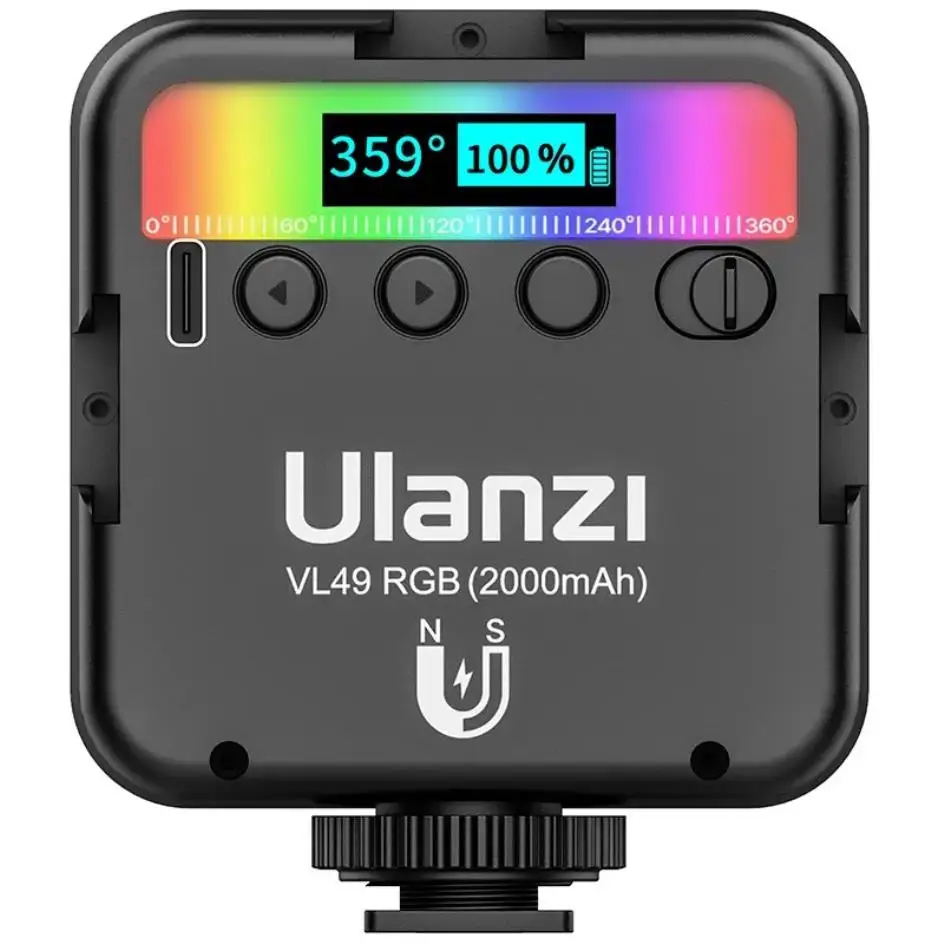 Ulanzi VL49 RGB LED Light Rechargable 2000mAh Fill Lamp for Smarthphone Camera Gopro Tiktok Video Photo Shooting Small Light Kit